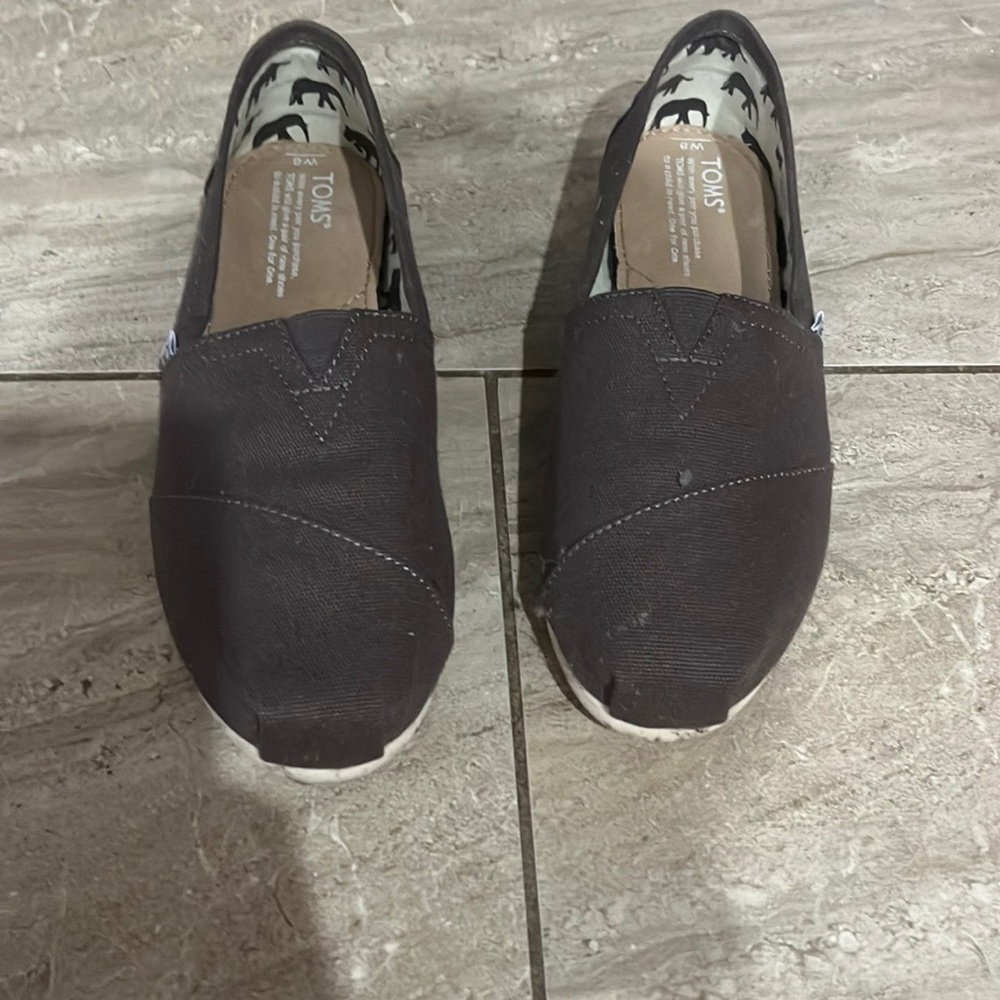 Women’s toms shoes.  Charcoal grey.  Worn one to two times